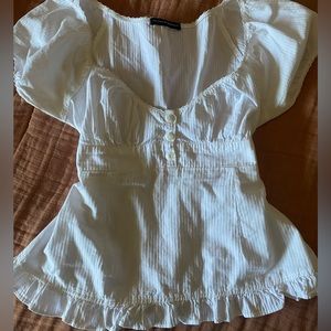Brandy Melville White striped Baby doll top